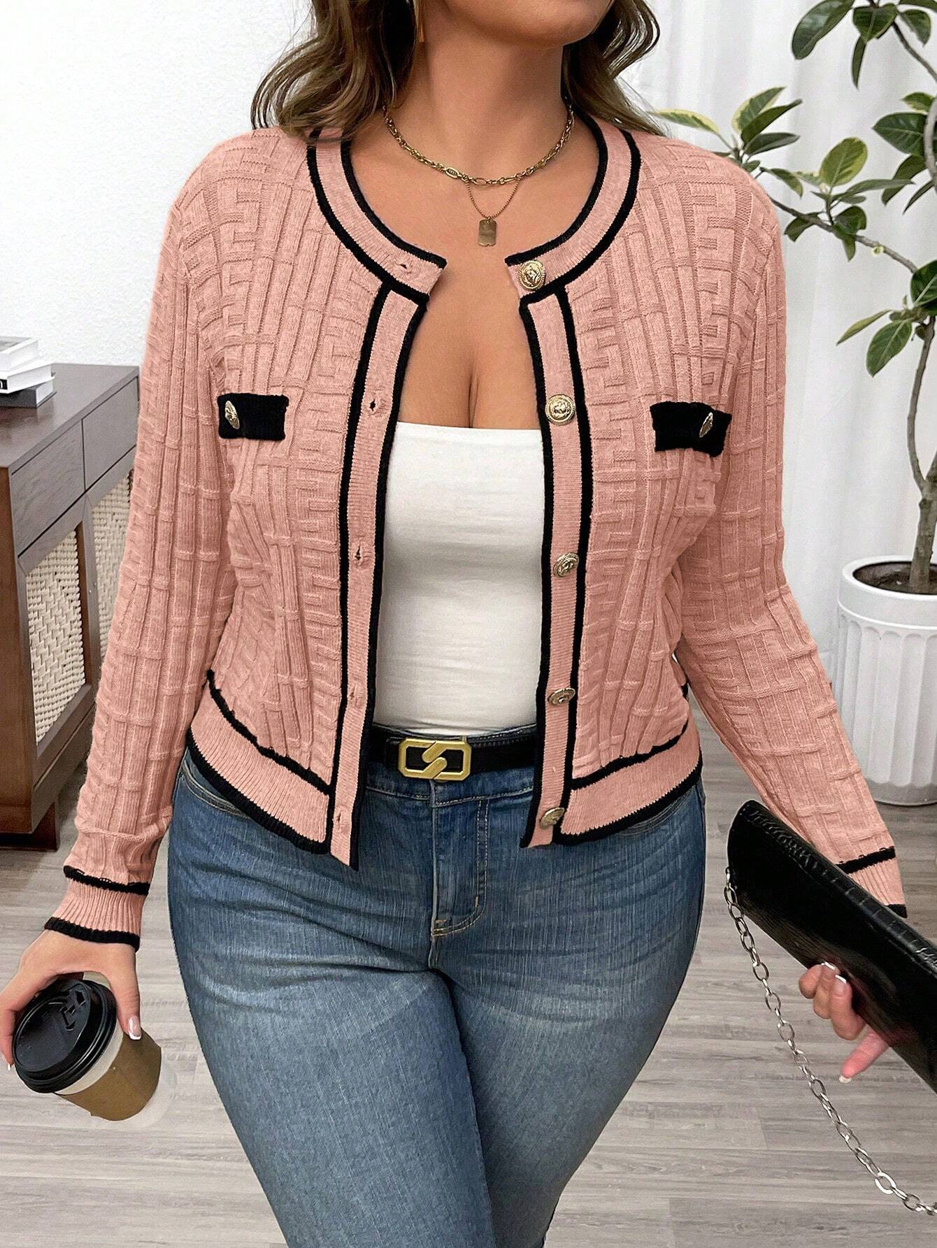 Cardigan feminino plus size de tricô Chloe