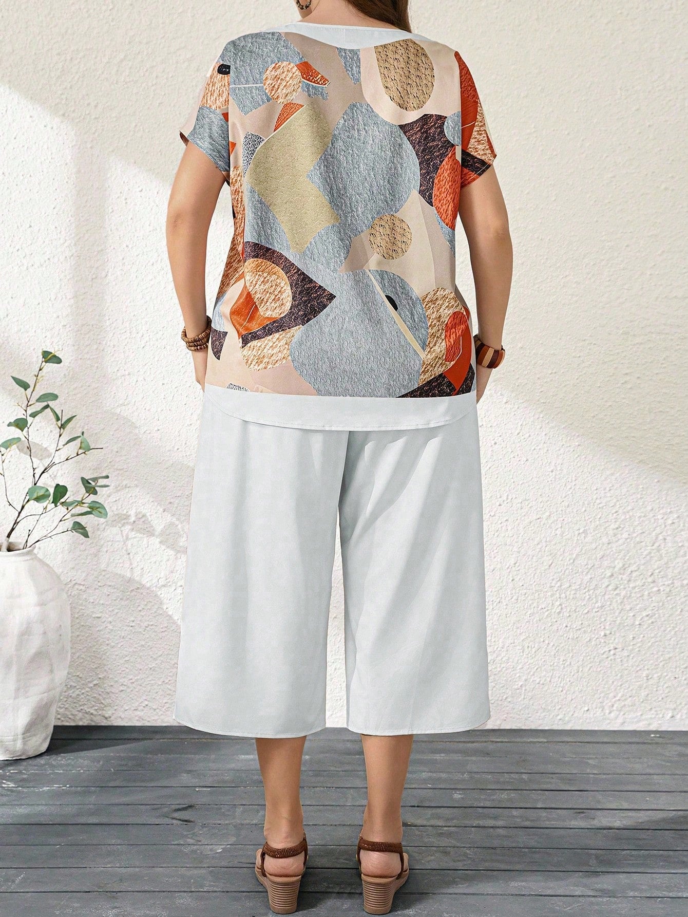 Conjunto Feminino de Blusa e Calça Gina. Plus Size.