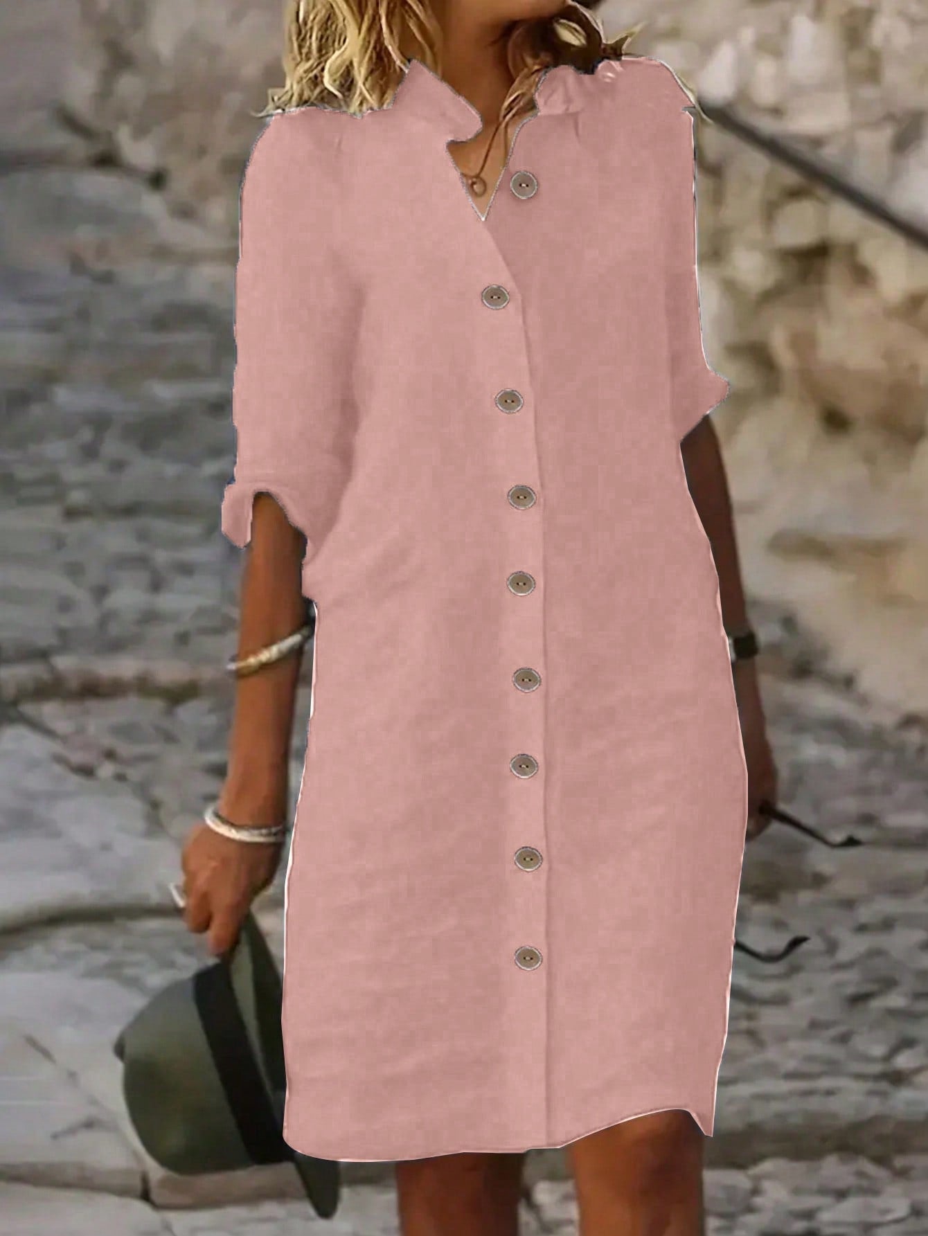 Vestido-Camisa Feminino com botões na frente - Leonor