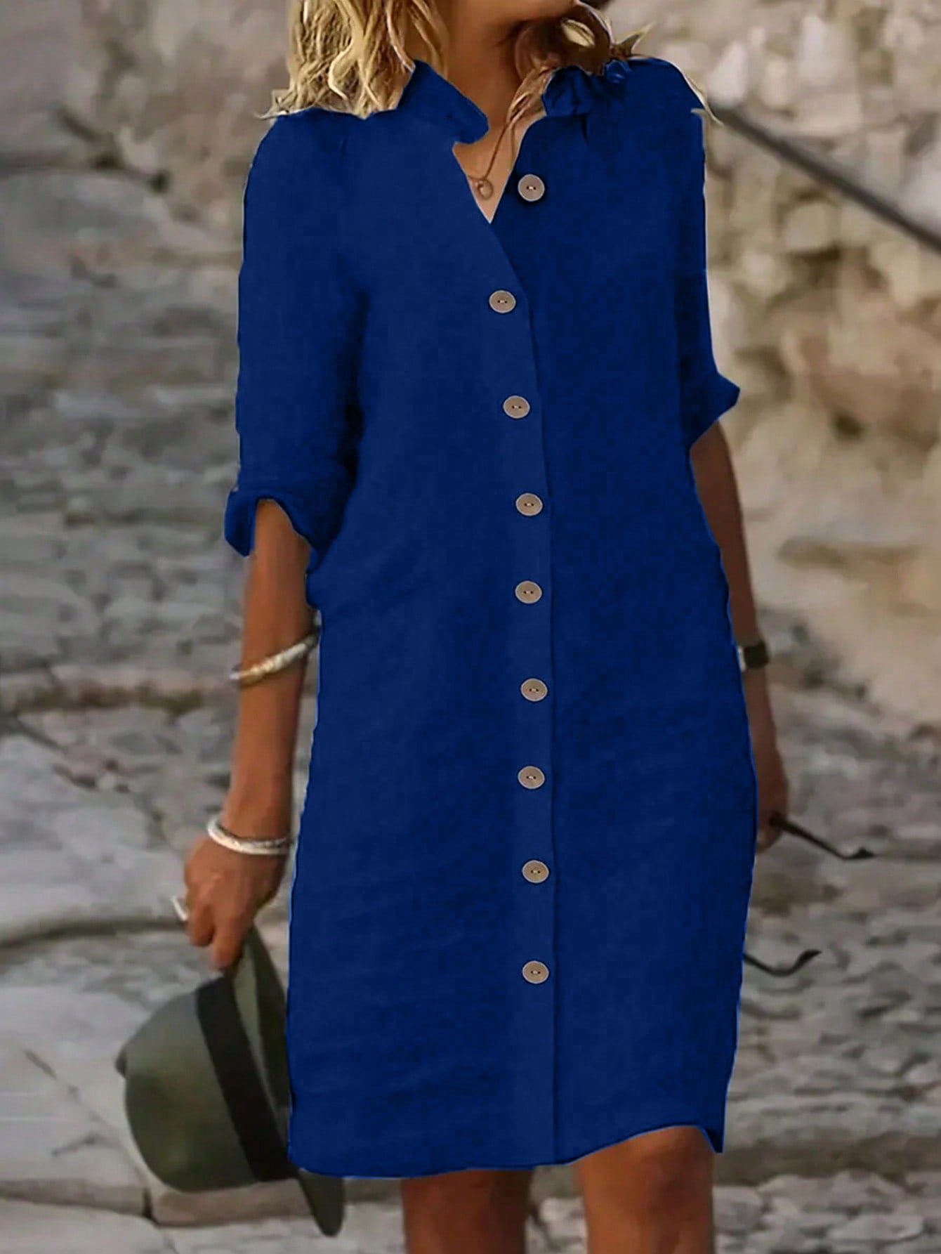 Vestido-Camisa Feminino com botões na frente - Leonor