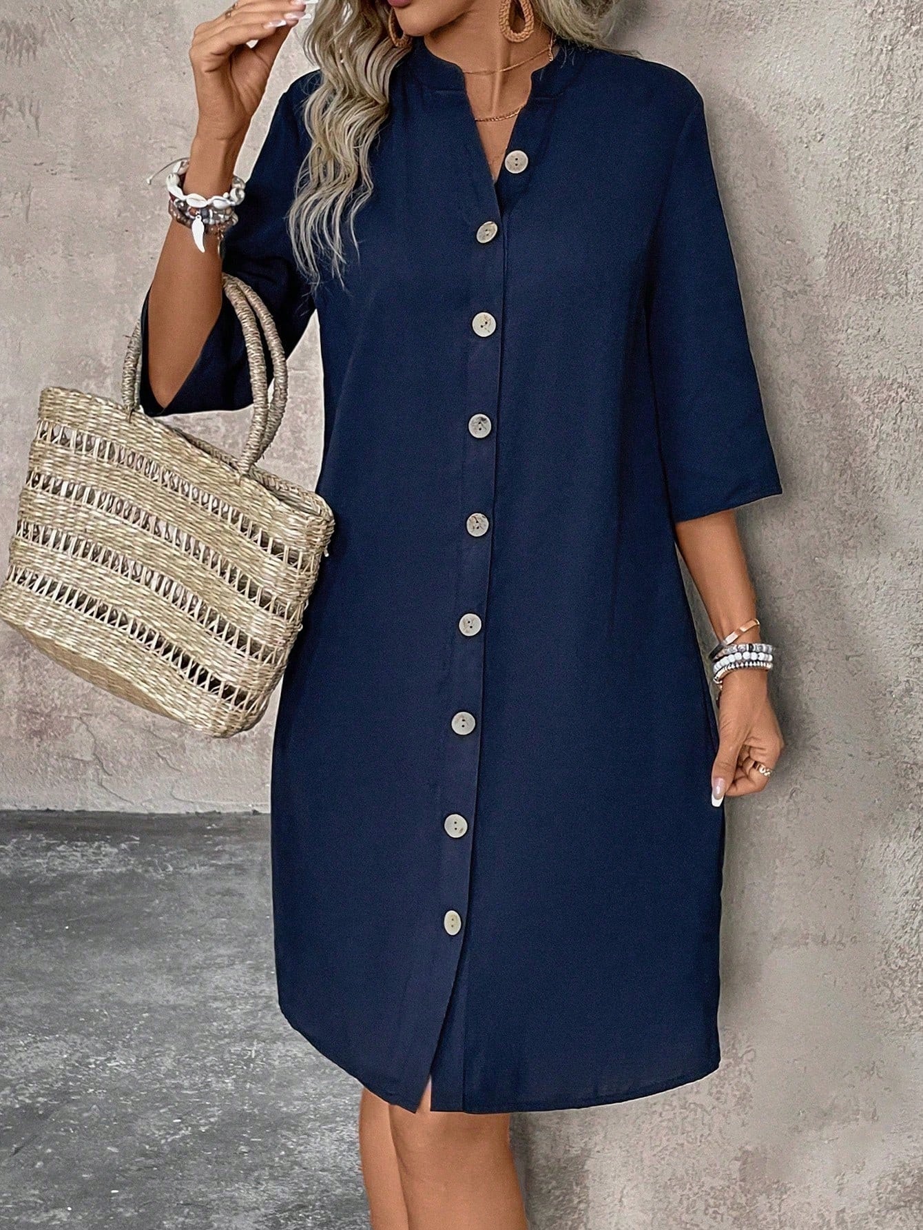 Vestido-Camisa Feminino com botões na frente - Leonor