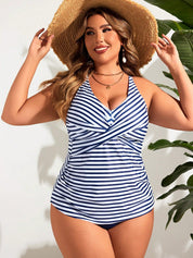Tankini feminino listrado cintura alta Jady. Plus Size