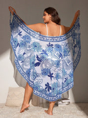 Saída de praia feminina estampada plus size Fanny