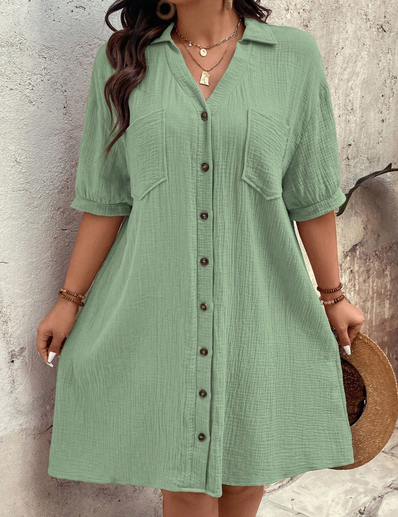 Vestido feminino tipo chamise plus size Daniela