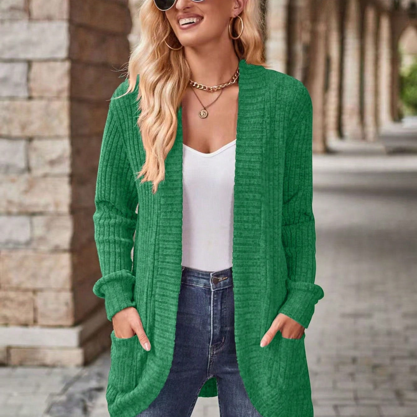 Cardigan feminino plus size canelado Claire