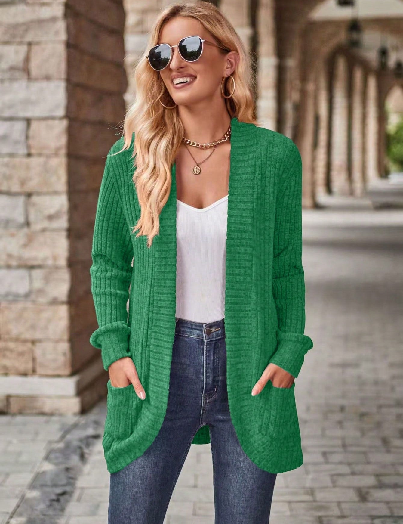 Cardigan feminino plus size canelado Claire
