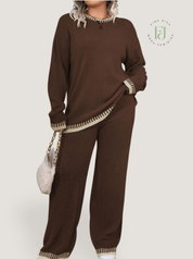 Conjunto feminino plus size em tricô Loren