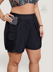 Short Feminino  de Praia com bolso Lateral. Plus Size