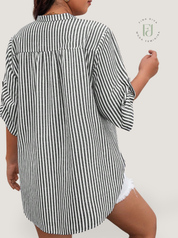 Blusa feminina listrada de algodão plus size Priscila
