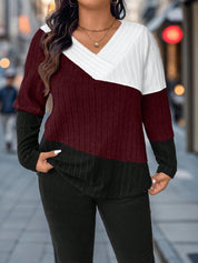 Suéter Feminino com Decote em V plus Size Anee