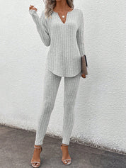 Conjunto Feminino canelado de calça e manga comprida  Beatriz.