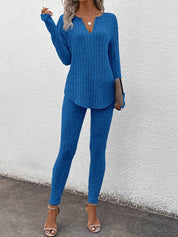 Conjunto Feminino canelado de calça e manga comprida  Beatriz.
