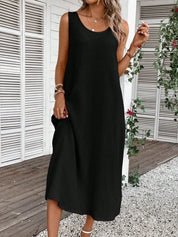 Vestido Feminino Comprido Decote U Aleska.