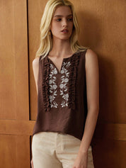 Blusa Feminina Bordada com Renda Floral Vintage - Grace