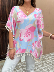 Blusa feminina com detalhes em renda plus size Sabrina