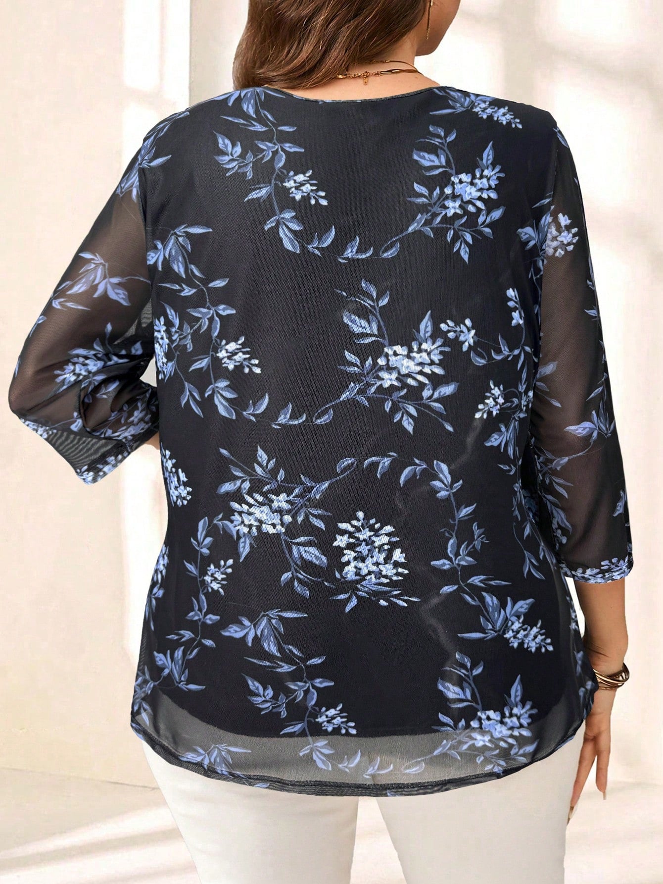 Blusa com estampa de flores Manga 3/4 - Alida