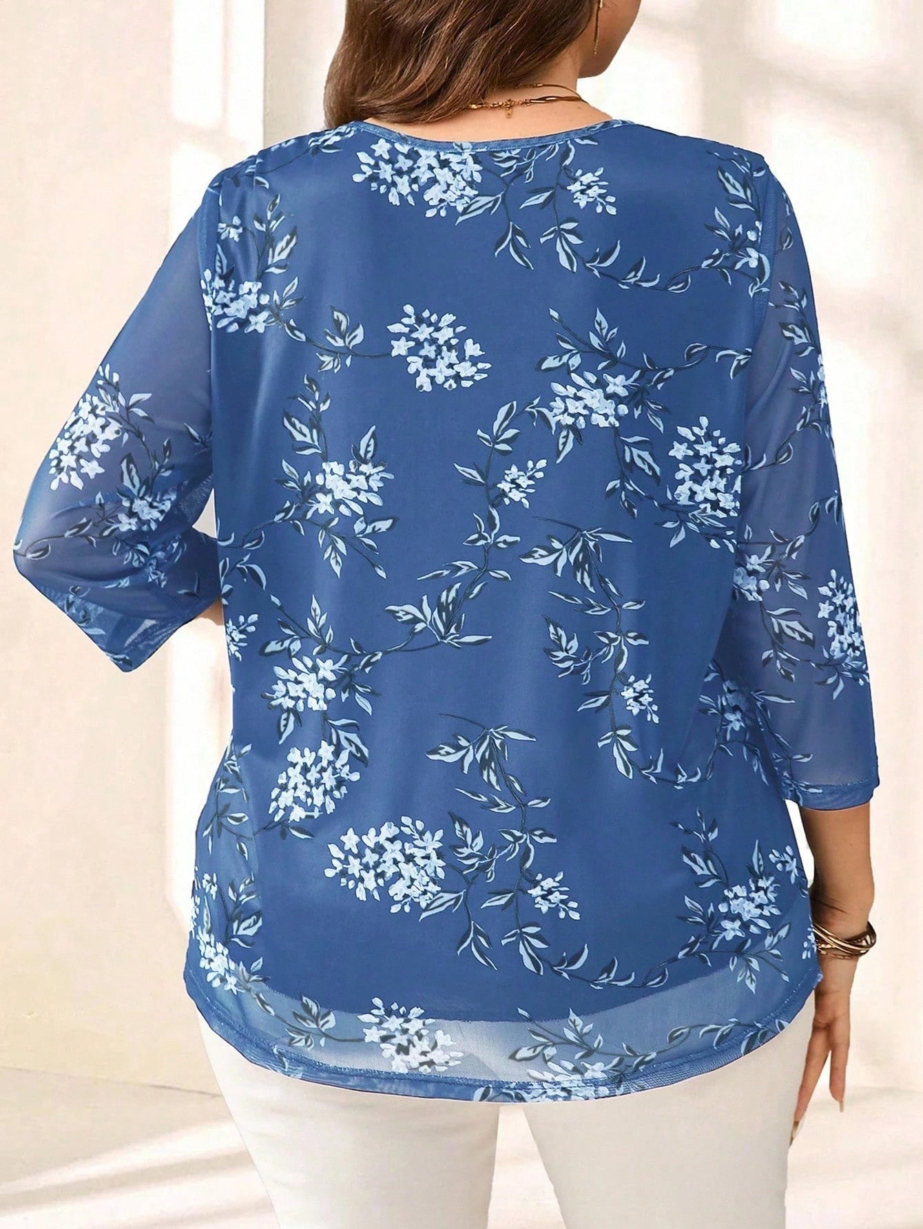 Blusa com estampa de flores Manga 3/4 - Alida
