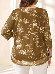 Blusa com estampa de flores Manga 3/4 - Alida