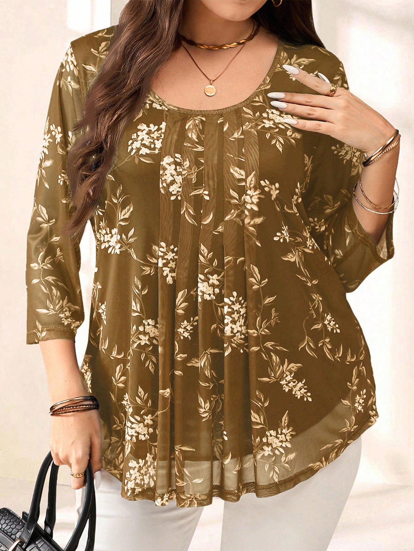 Blusa com estampa de flores Manga 3/4 - Alida