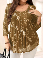 Blusa com estampa de flores Manga 3/4 - Alida