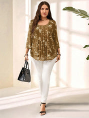 Blusa com estampa de flores Manga 3/4 - Alida