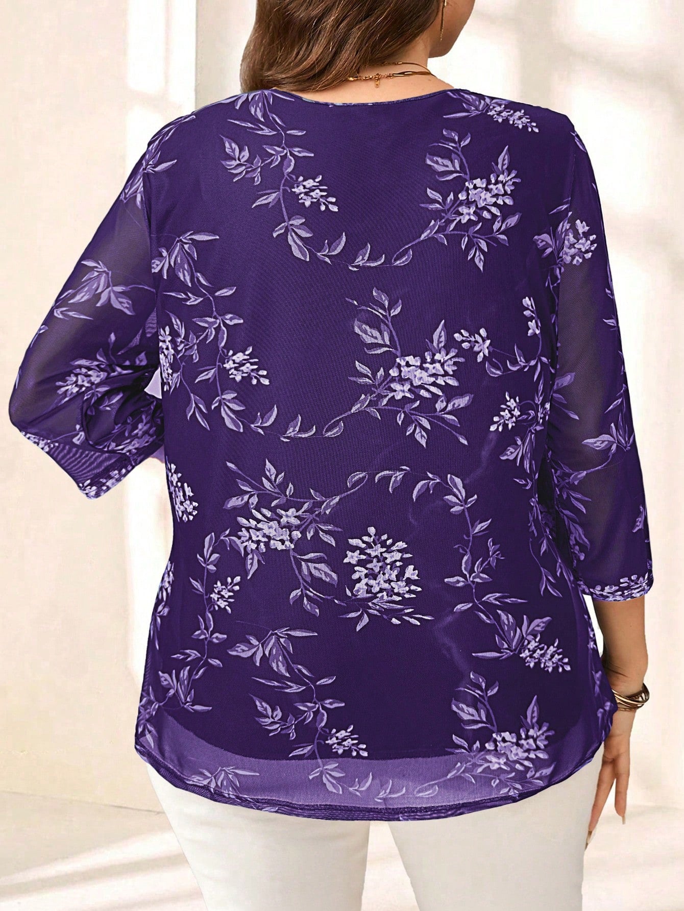 Blusa com estampa de flores Manga 3/4 - Alida