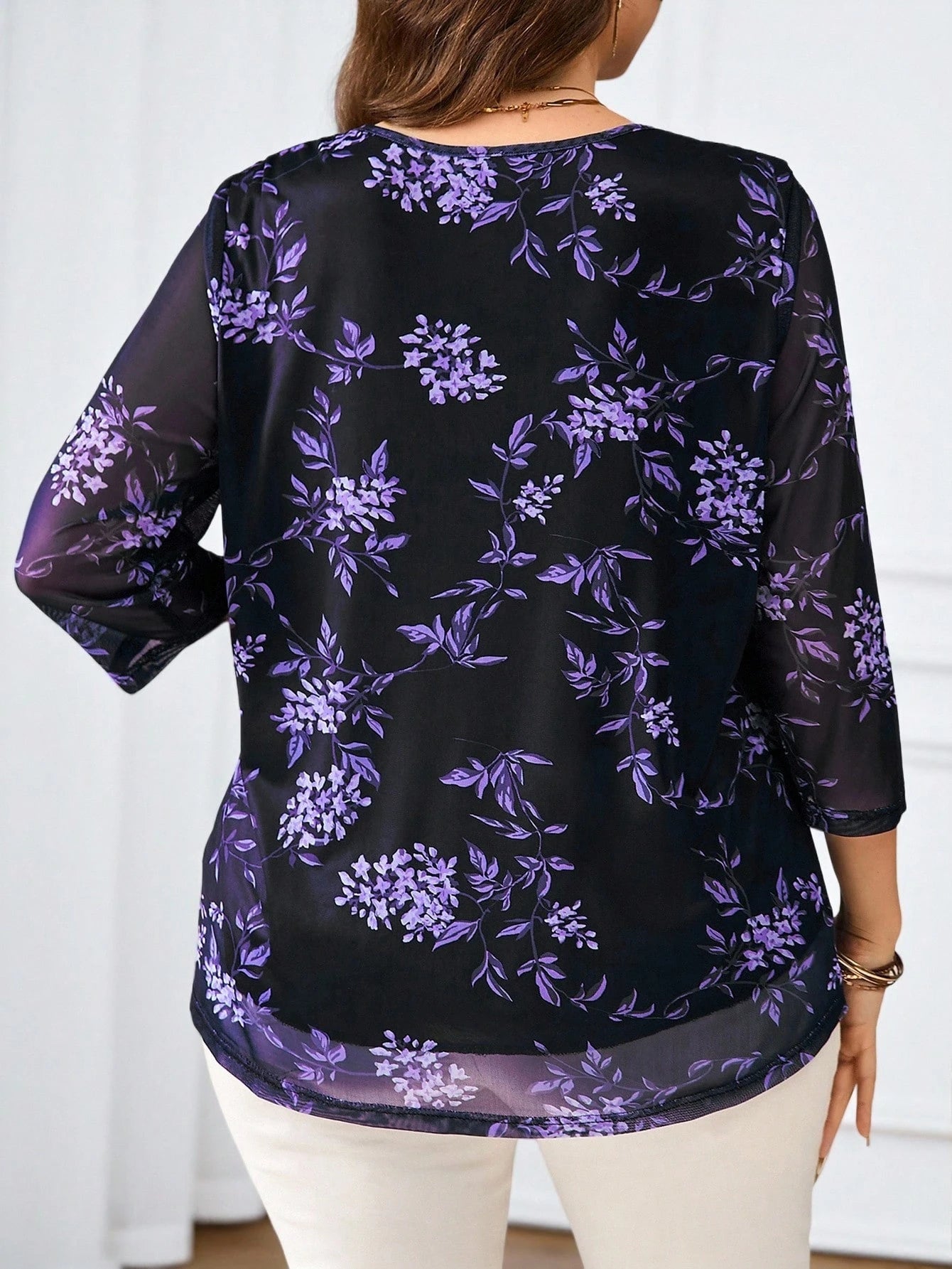 Blusa com estampa de flores Manga 3/4 - Alida