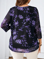 Blusa com estampa de flores Manga 3/4 - Alida