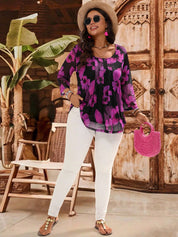 Blusa com estampa de flores Manga 3/4 - Alida