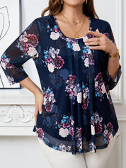 Blusa com estampa de flores Manga 3/4 - Alida