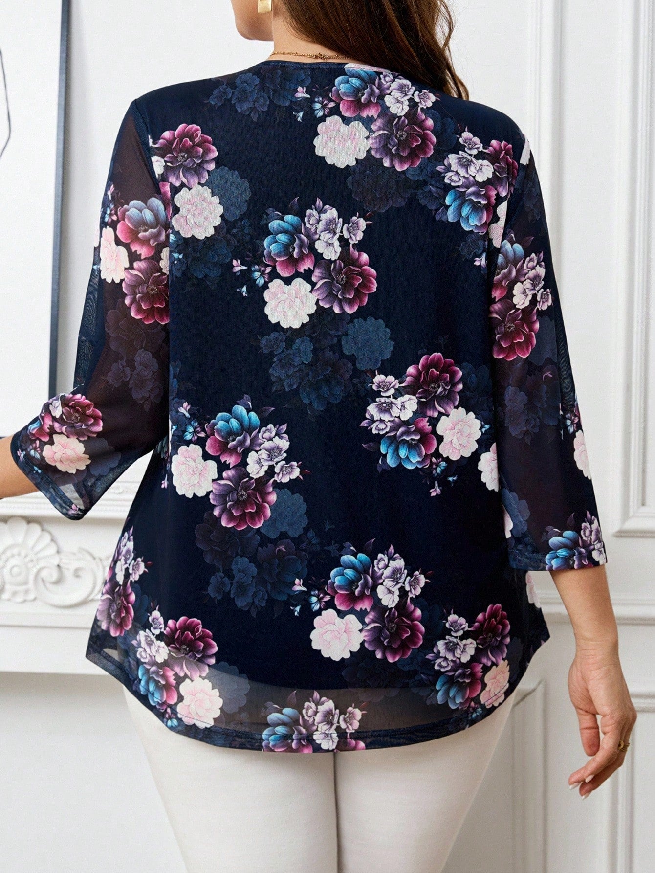Blusa com estampa de flores Manga 3/4 - Alida