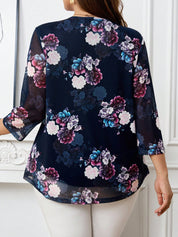 Blusa com estampa de flores Manga 3/4 - Alida