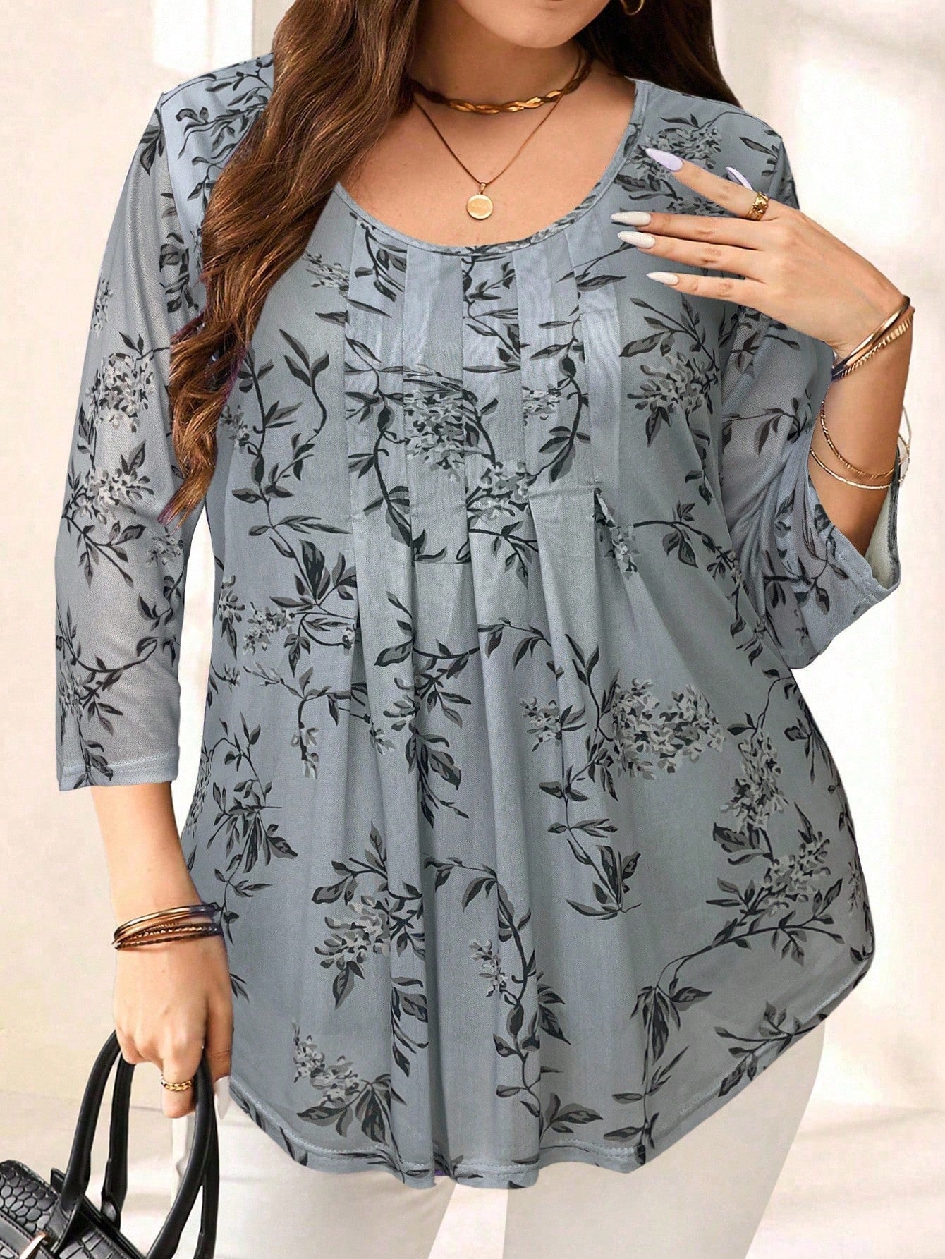 Blusa com estampa de flores Manga 3/4 - Alida