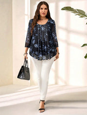 Blusa com estampa de flores Manga 3/4 - Alida