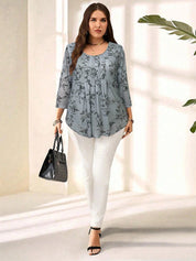 Blusa com estampa de flores Manga 3/4 - Alida