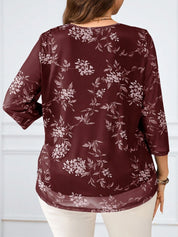 Blusa com estampa de flores Manga 3/4 - Alida