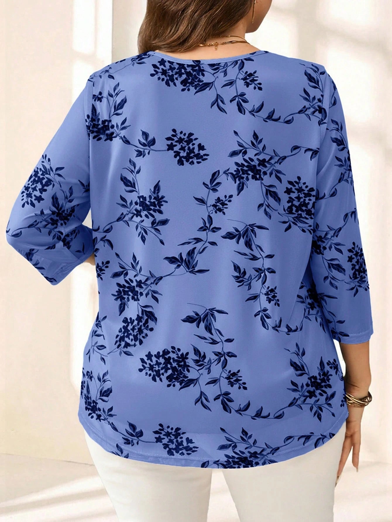 Blusa com estampa de flores Manga 3/4 - Alida
