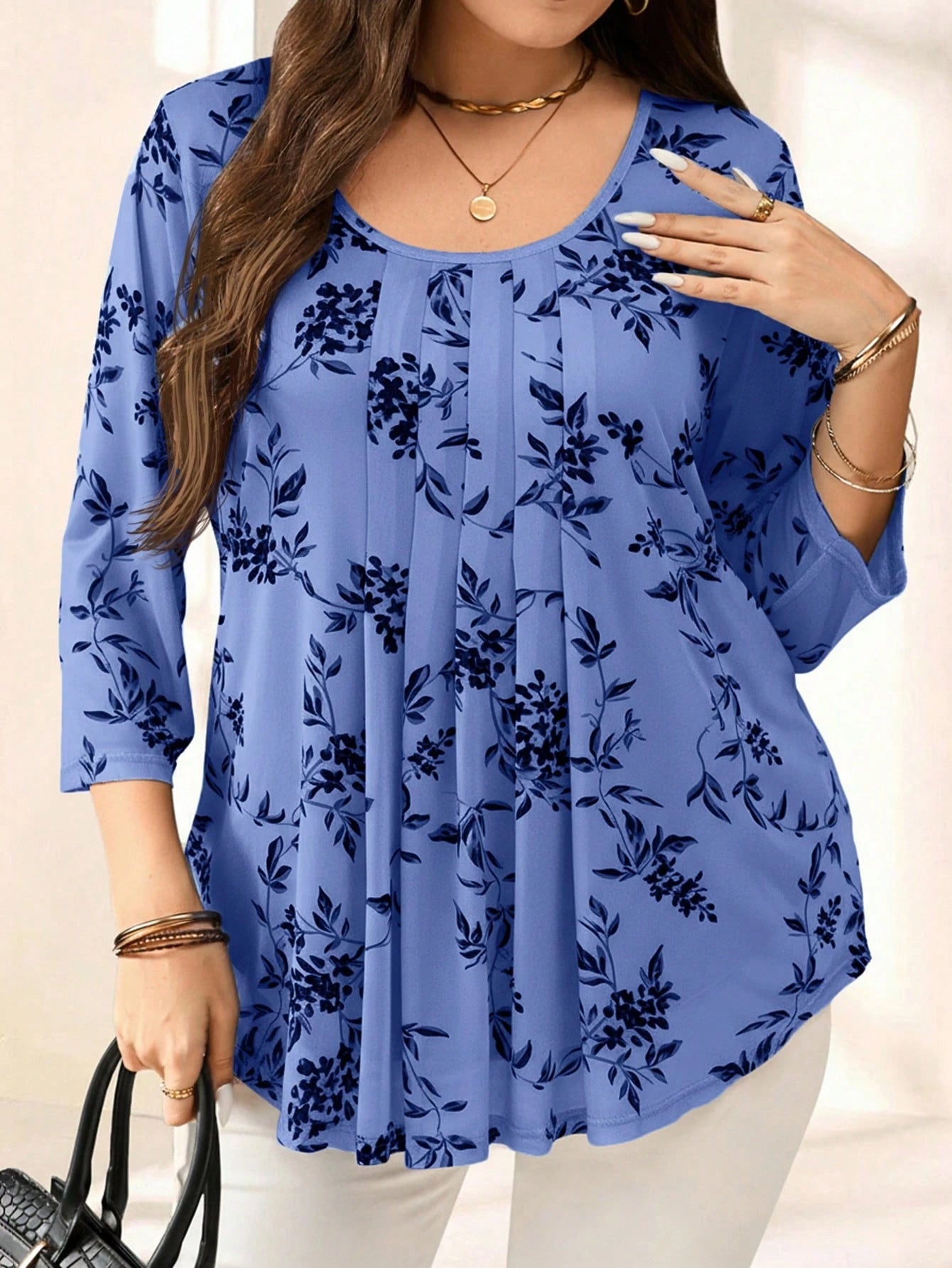 Blusa com estampa de flores Manga 3/4 - Alida