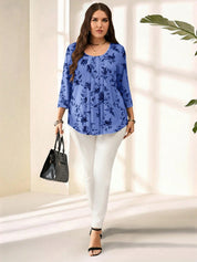 Blusa com estampa de flores Manga 3/4 - Alida