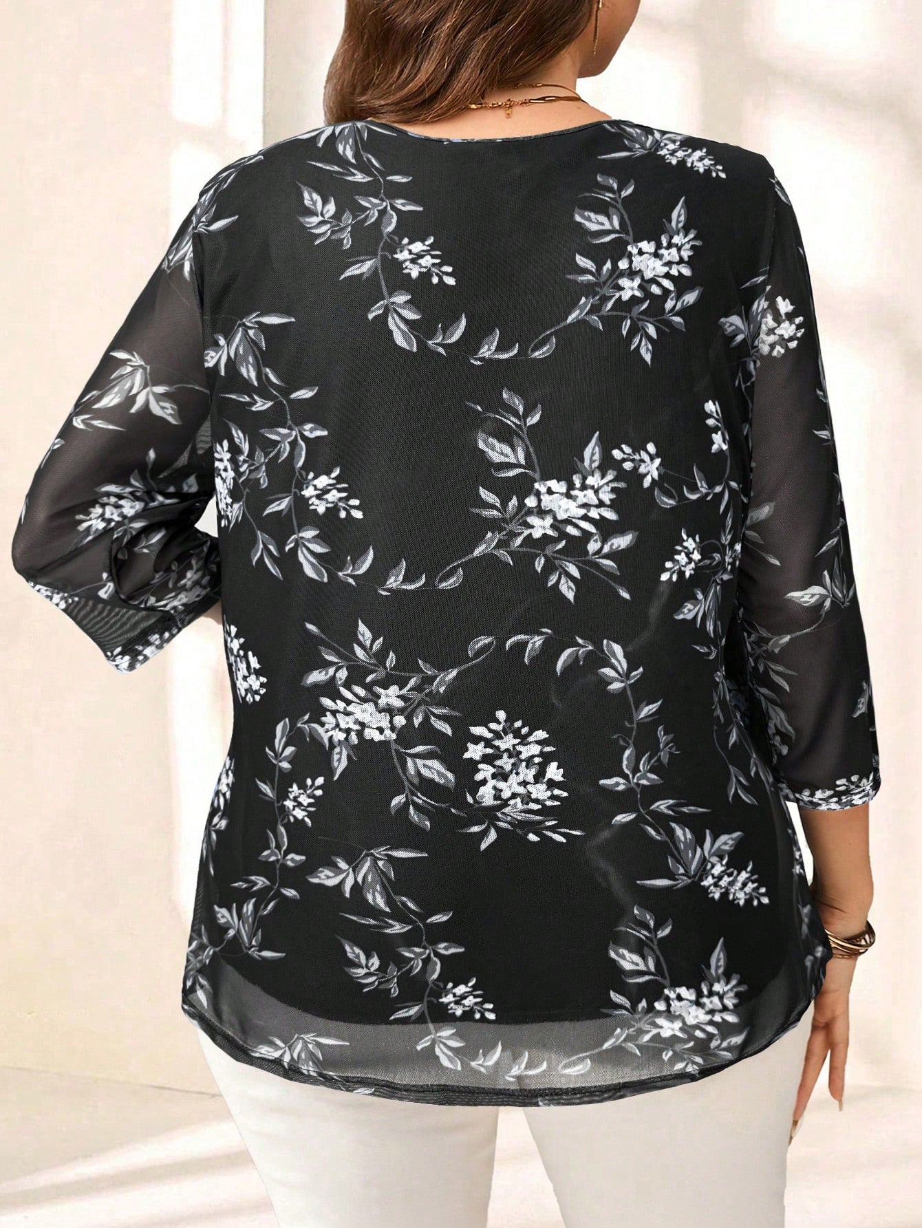 Blusa com estampa de flores Manga 3/4 - Alida