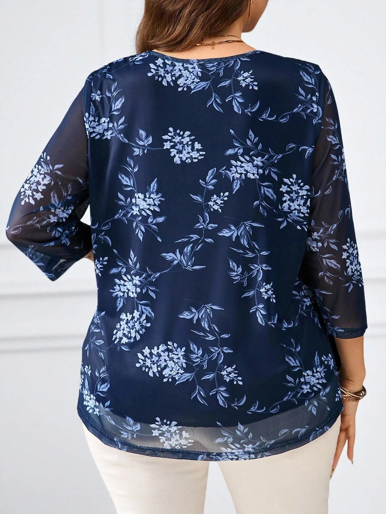 Blusa com estampa de flores Manga 3/4 - Alida