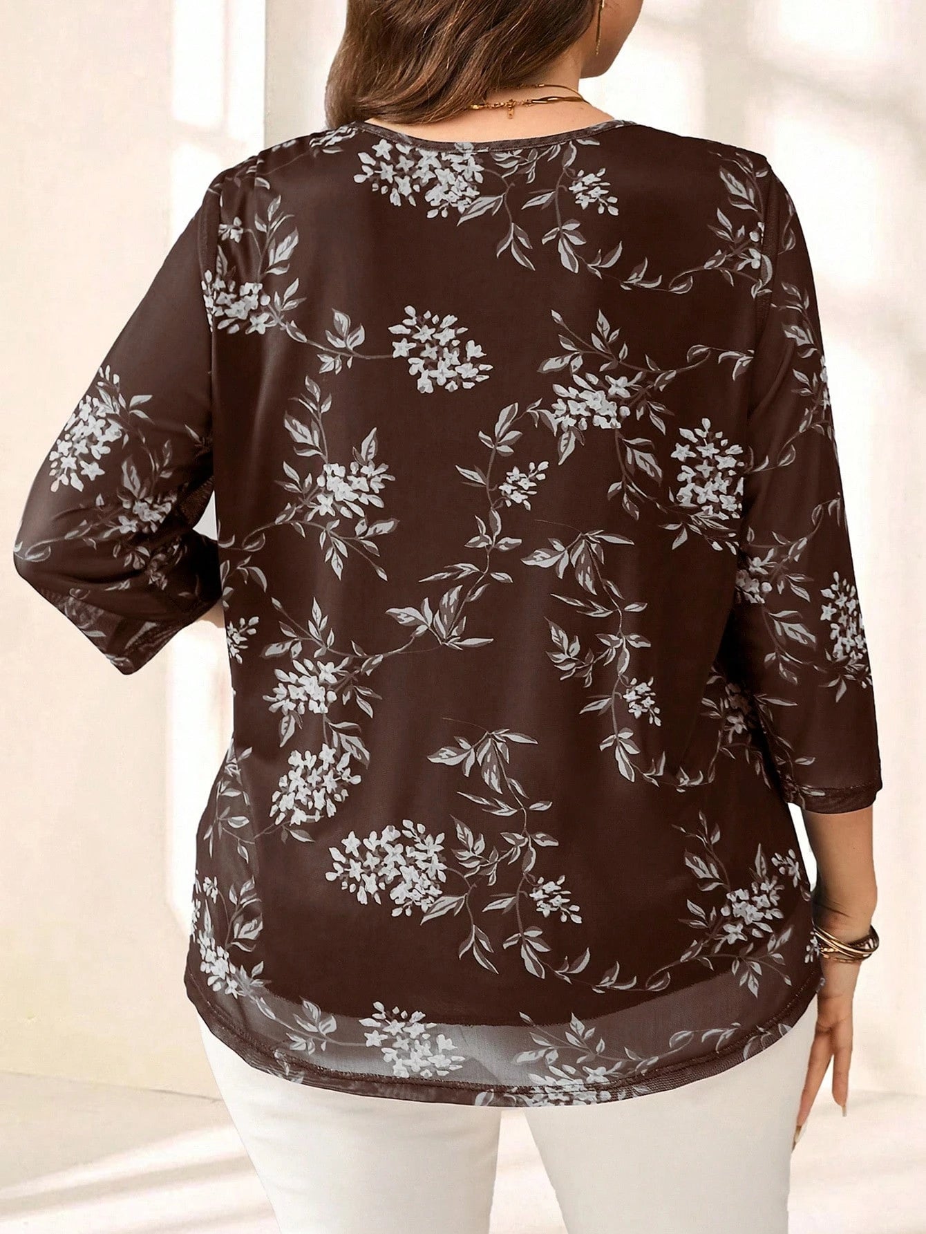 Blusa com estampa de flores Manga 3/4 - Alida