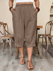 Calça Feminina de Imitação de Linho. Plus siz - Sabine