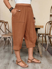 Calça Feminina de Imitação de Linho. Plus siz - Sabine