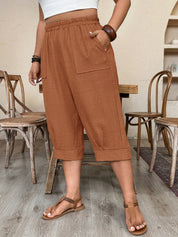 Calça Feminina de Imitação de Linho. Plus siz - Sabine