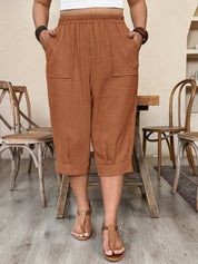 Calça Feminina de Imitação de Linho. Plus siz - Sabine