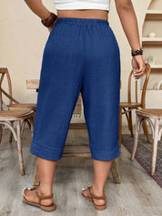 Calça Feminina de Imitação de Linho. Plus siz - Sabine