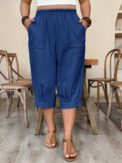 Calça Feminina de Imitação de Linho. Plus siz - Sabine