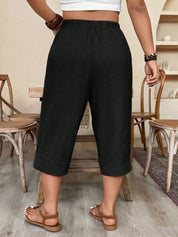 Calça Feminina de Imitação de Linho. Plus siz - Sabine
