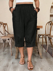 Calça Feminina de Imitação de Linho. Plus siz - Sabine